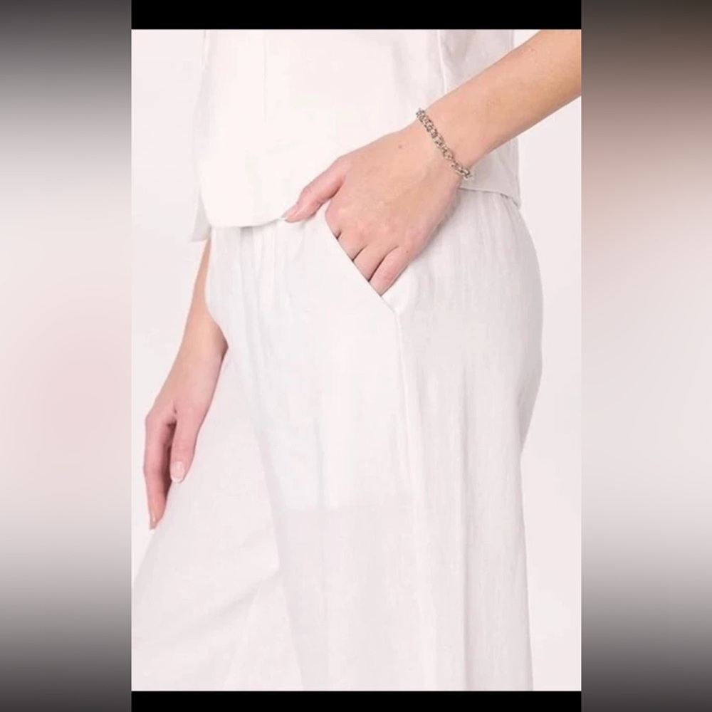 NWT Women’s The Drop Bonni Wide Leg Linen Pants. Size Large. White. Drawstring - Picture 2 of 6